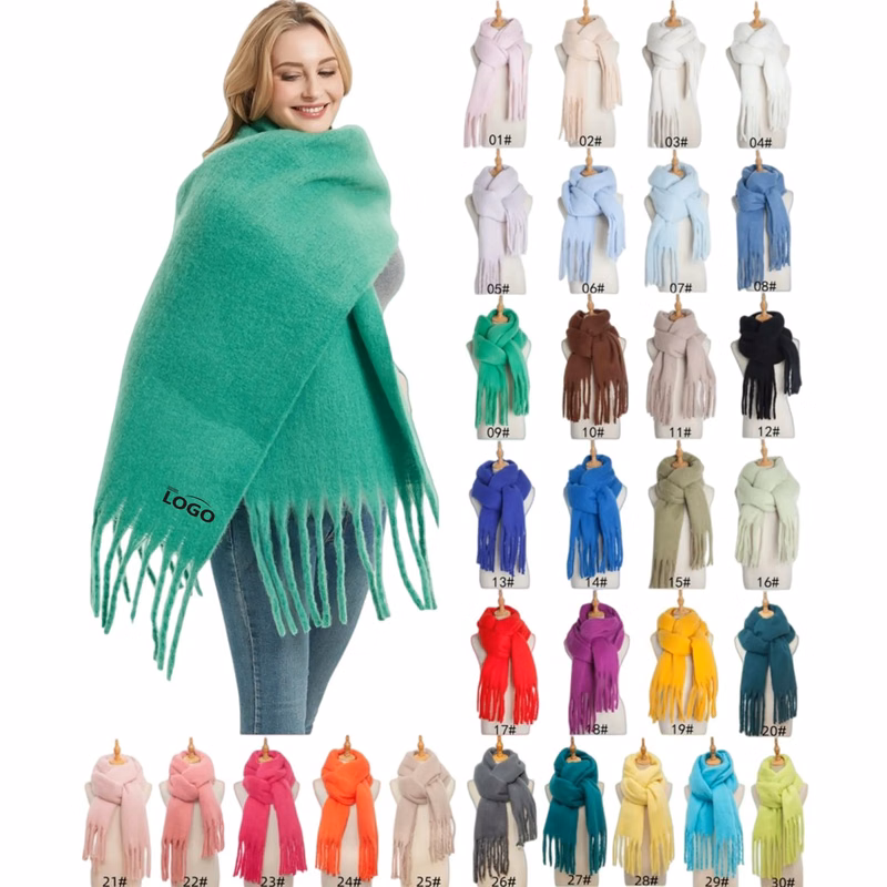 Polyester Long Fringe Thick Scarf Shawl