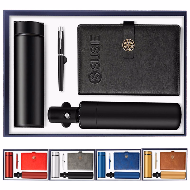 4PCS Notebook Tumbler Umbrella Pen Executive Gift Set