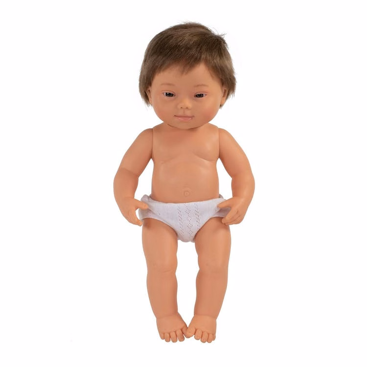 15" Down Syndrome Baby Boy Dolls - Light Brown Hair