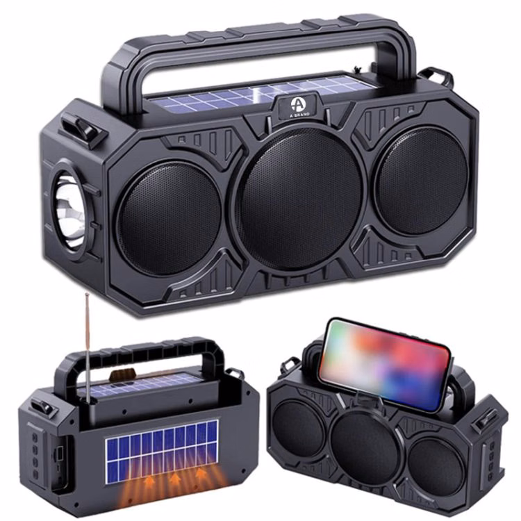 Solar Bluetooth Wireless Speaker with Flashlight & Powerbank