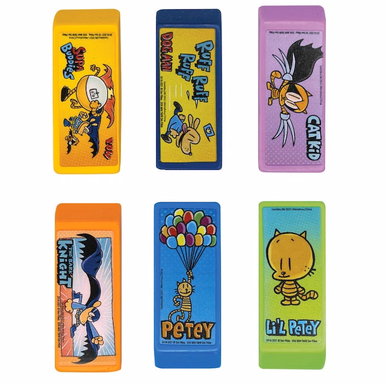 Dog Man Beveled Erasers - 6 Designs