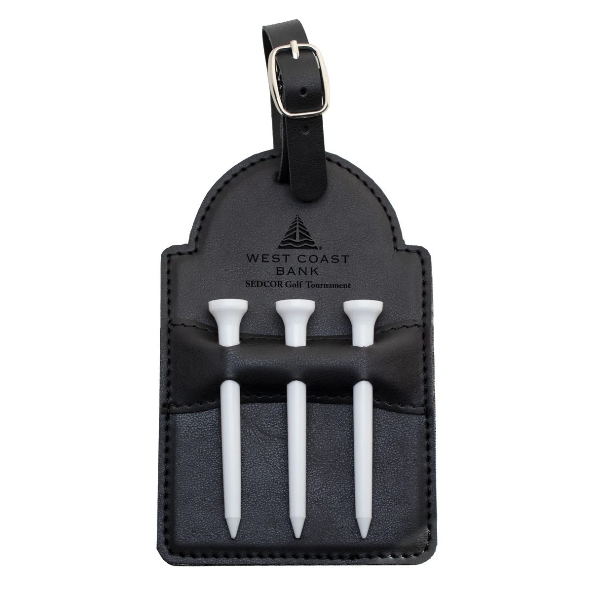 Black Pleather Golf Bag Tag 1