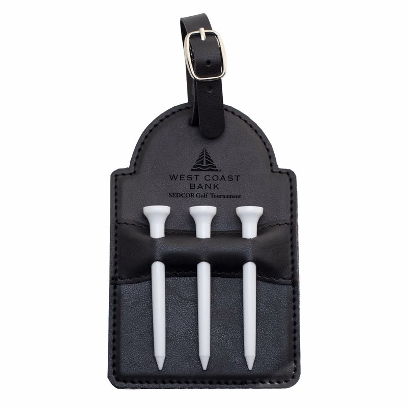 Black Pleather Golf Bag Tag