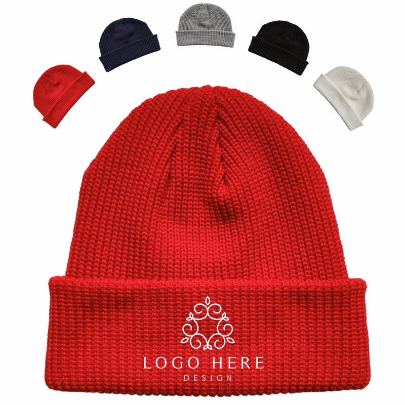 Waffle Textured Cuffed Winter Knit Beanie