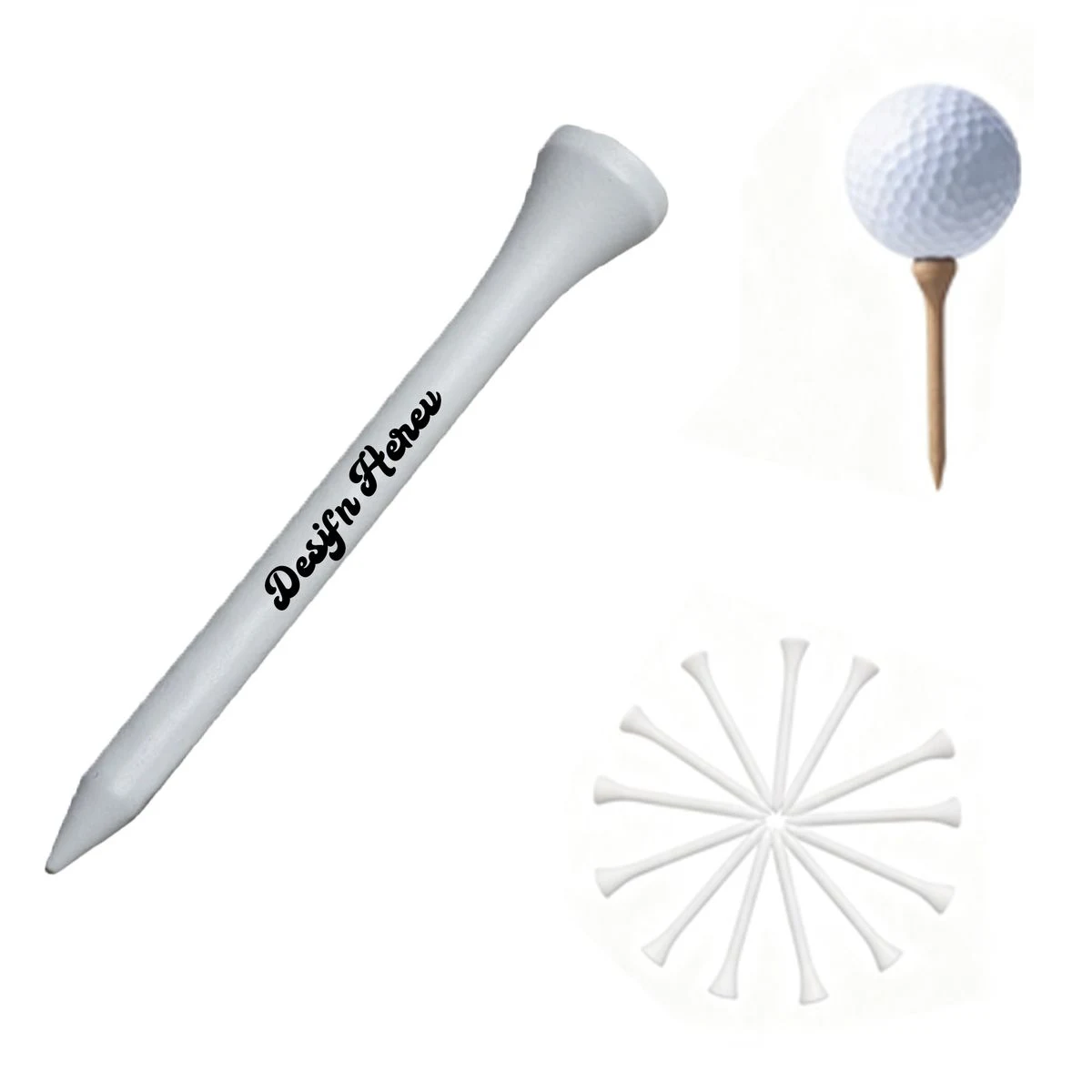 Premium White Wooden Golf Tees - Durable Natural Birch 1