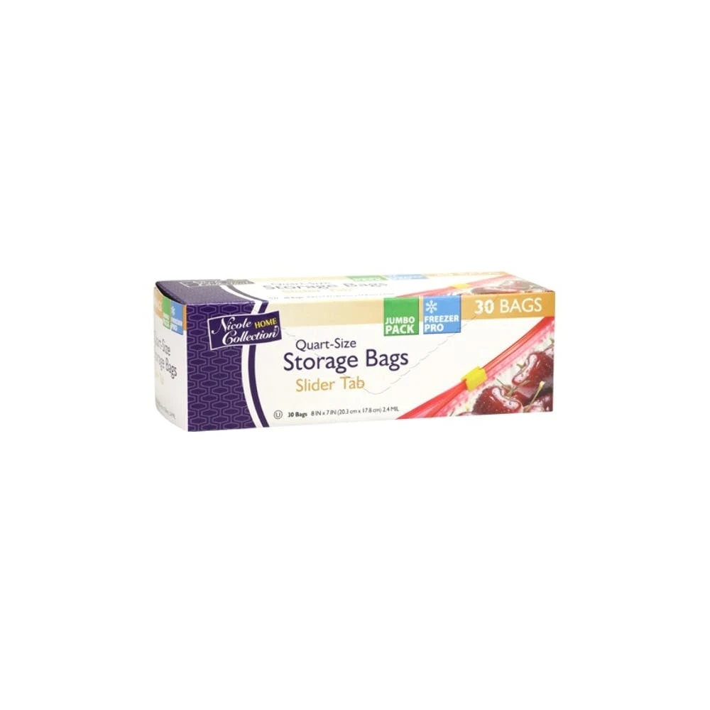 Quart-Size Slider Tab Storage Bags - 30-Pack Freezer Ready 1