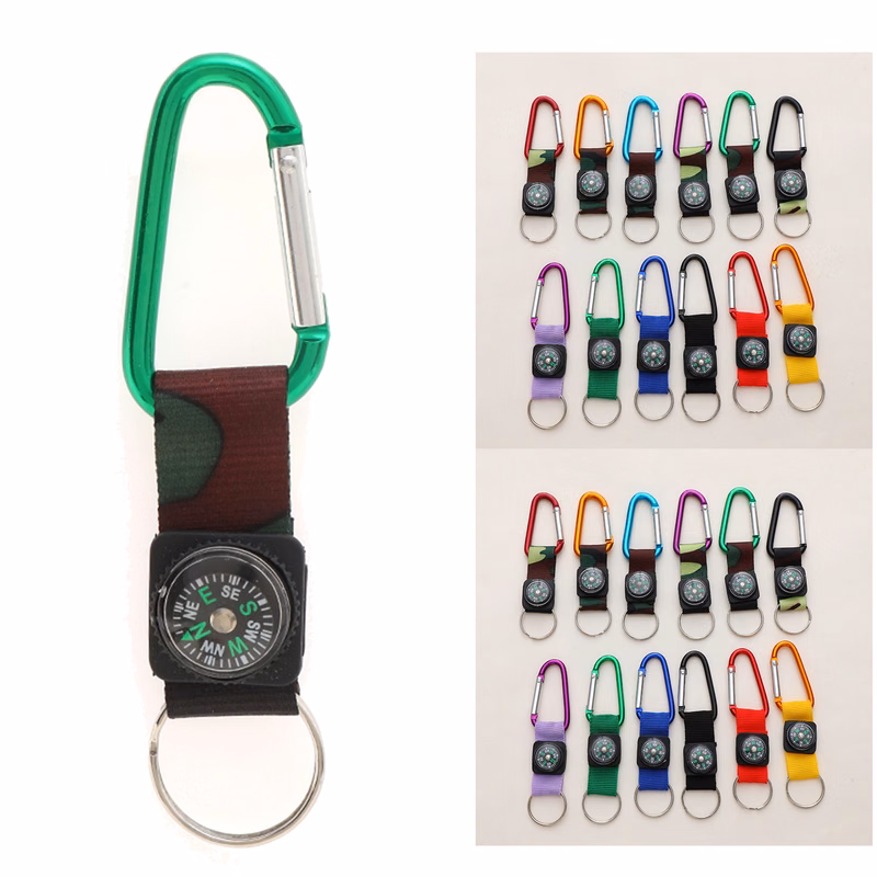 Camouflage Army Belt Clip Toy Compass Carabiner Keychains - Party Apparel Accessories