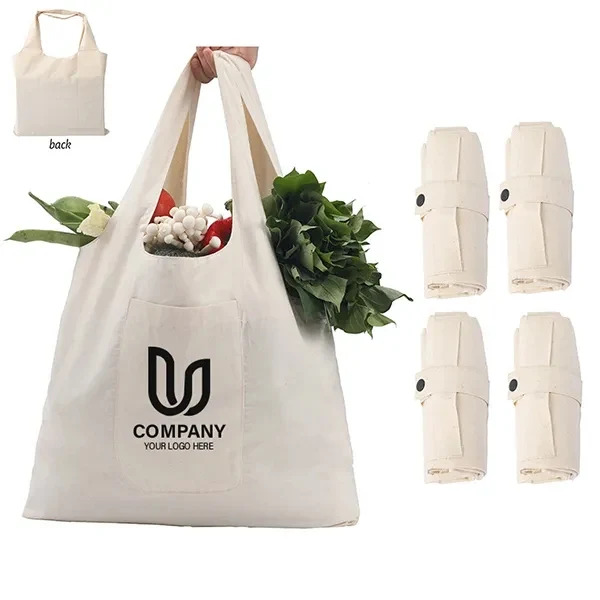 Large Cotton Canvas tote With front pocket, custom tote bag with logo imprint 1