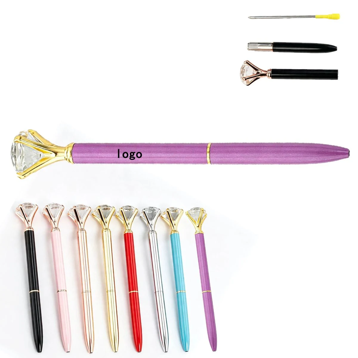 Metal Diamond Top Ballpoint Pen Custom Logo 1
