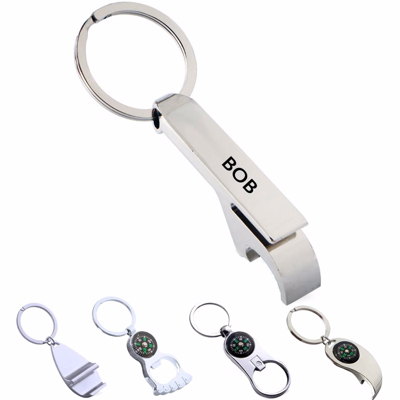 Personalized Metal Bottle Opener Keychain With compass