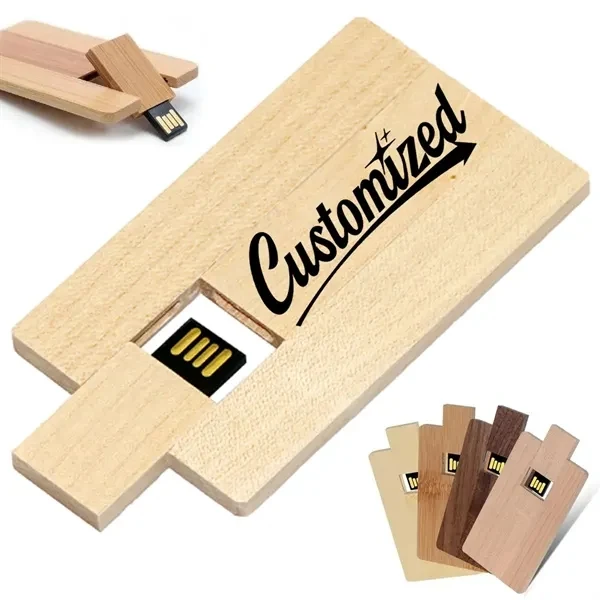 Custom Bamboo USB Flash Drive Card with Thin Profile — Eco Corporate Data Storage 1