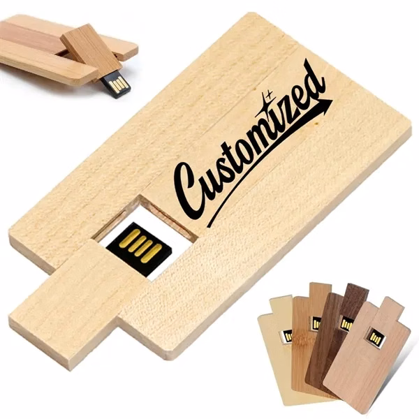 Custom Bamboo USB Flash Drive Card with Thin Profile — Eco Corporate Data Storage