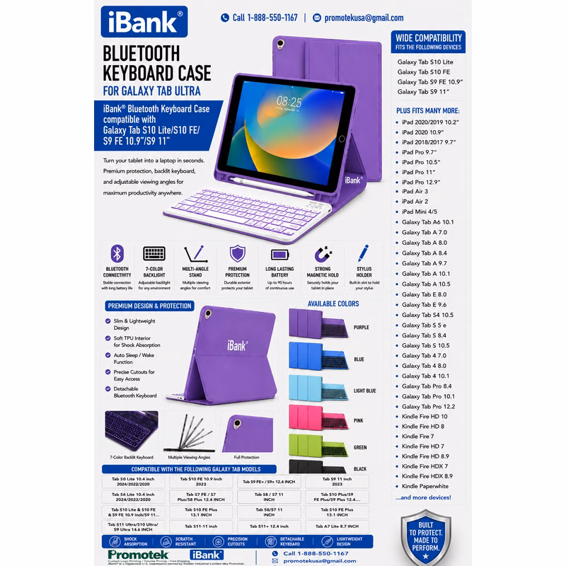 iBank ® Detachable Bluetooth Slim Wireless Keyboard and Soft Back Cover Tablet Case