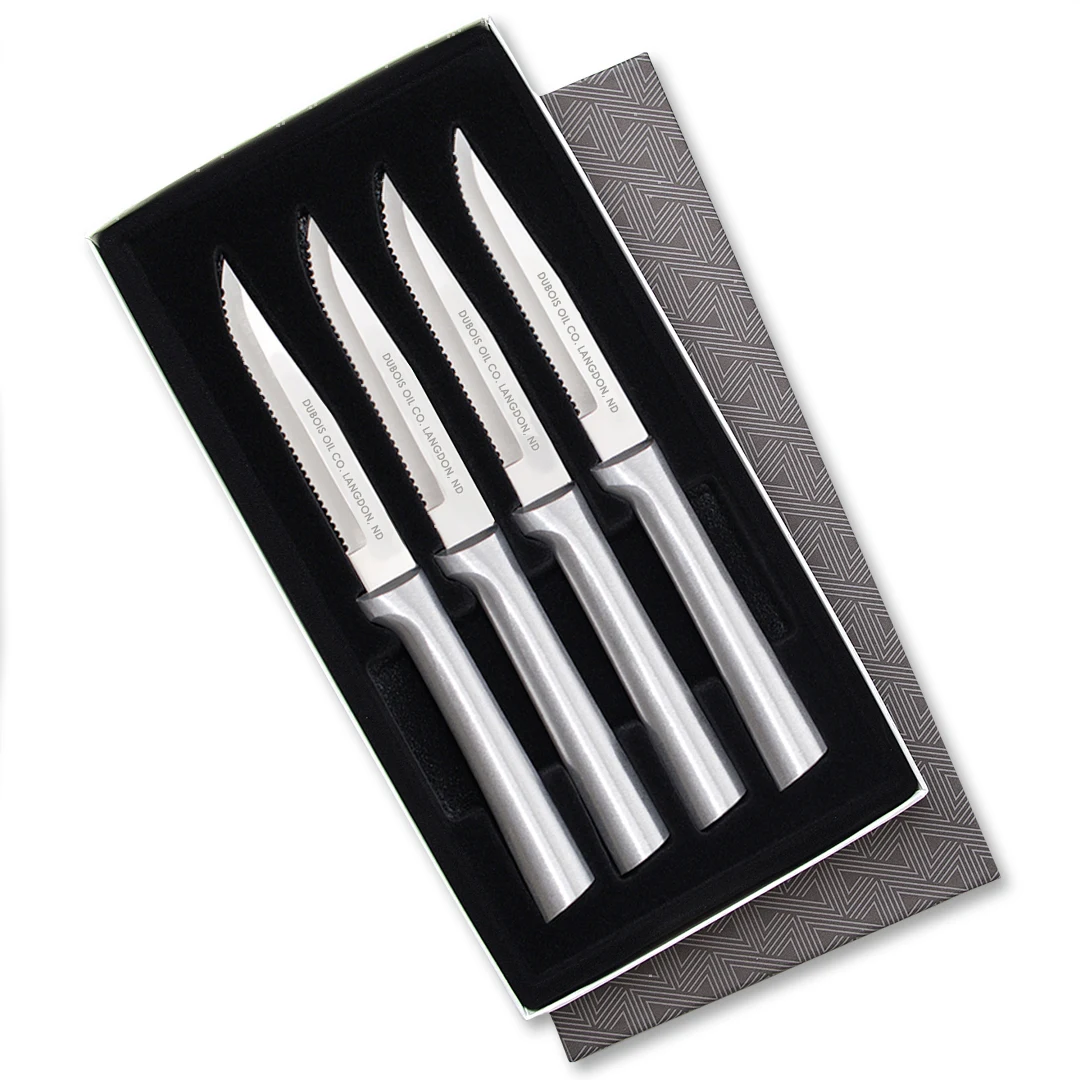 Four Serrated Steak Knives Gift Set w/Silver Handle 1