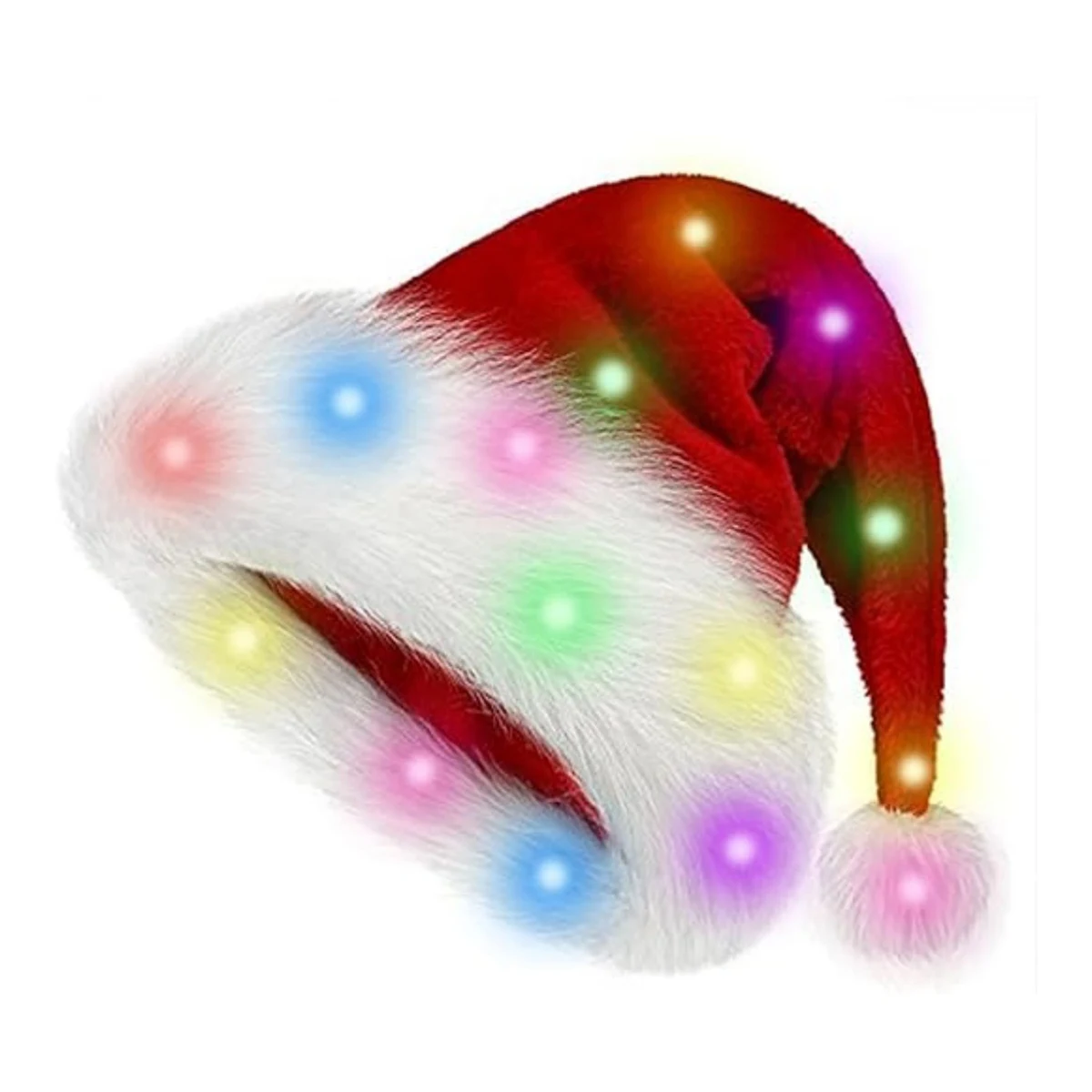 Jolly Santa Cap with Multicolor LED Lights for All Ages 1