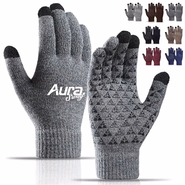 Custom Knit Touchscreen Gloves with Anti-Slip Grip — Winter Tech Promo