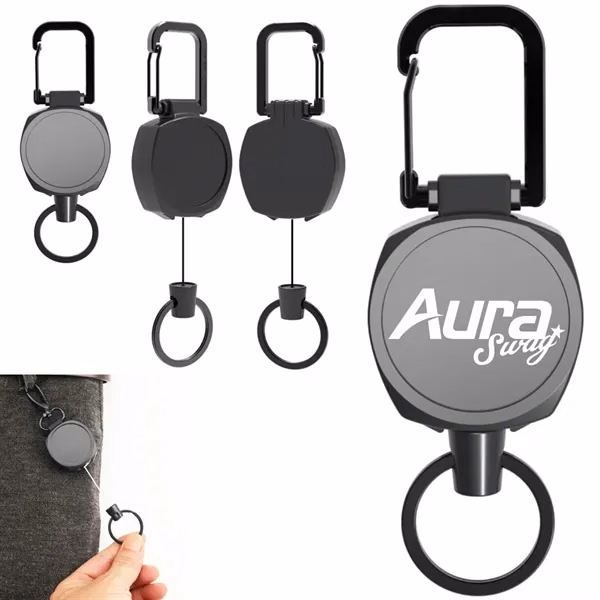 Custom Retractable Badge Reel Carabiner Clip ID Card Holder — Trade Show Essential