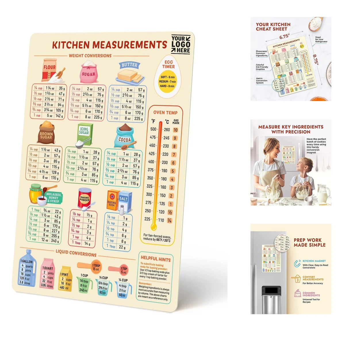 Cute Vintage Kitchen Accessories Useful Gadget Easier Cooking Kitchen Baking Conversion Chart 1
