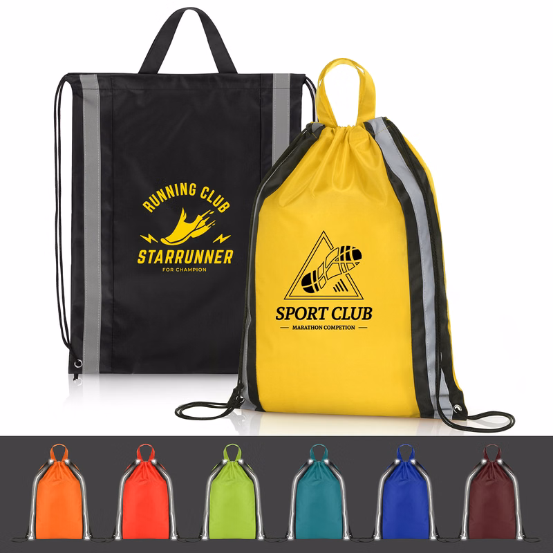 Reflective Safety Drawstring Backpack