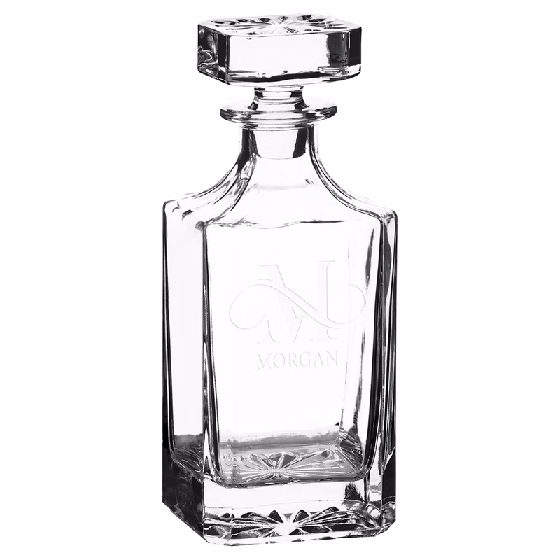 Polar Camel Clear 750 M L Square Glass Decanter in Black Gift Box with Printed Paper Sleeve