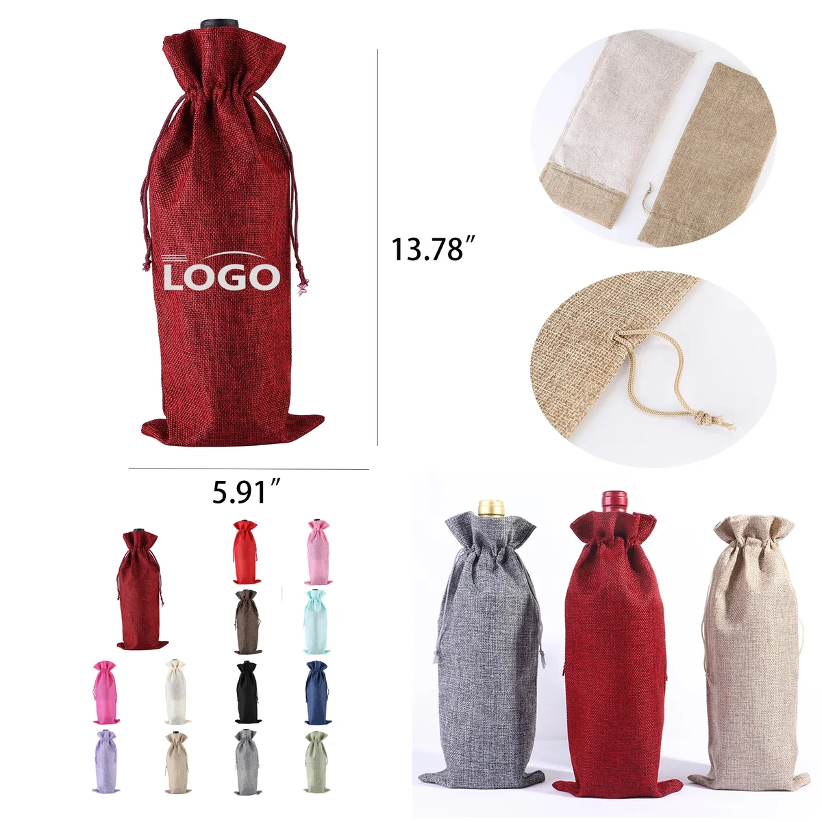 Burlap Wine Bags With Drawstring 1