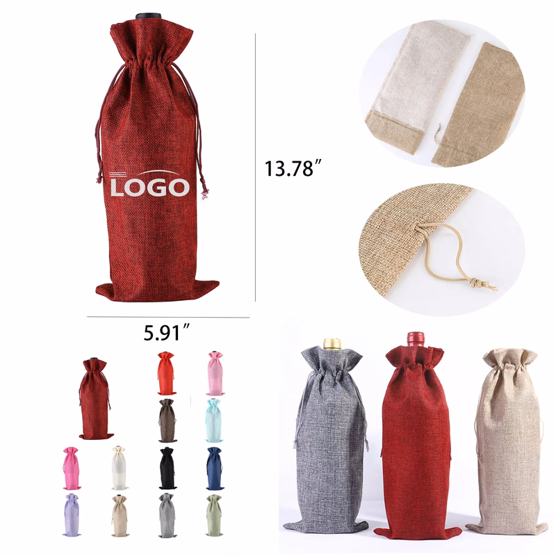 Burlap Wine Bags With Drawstring