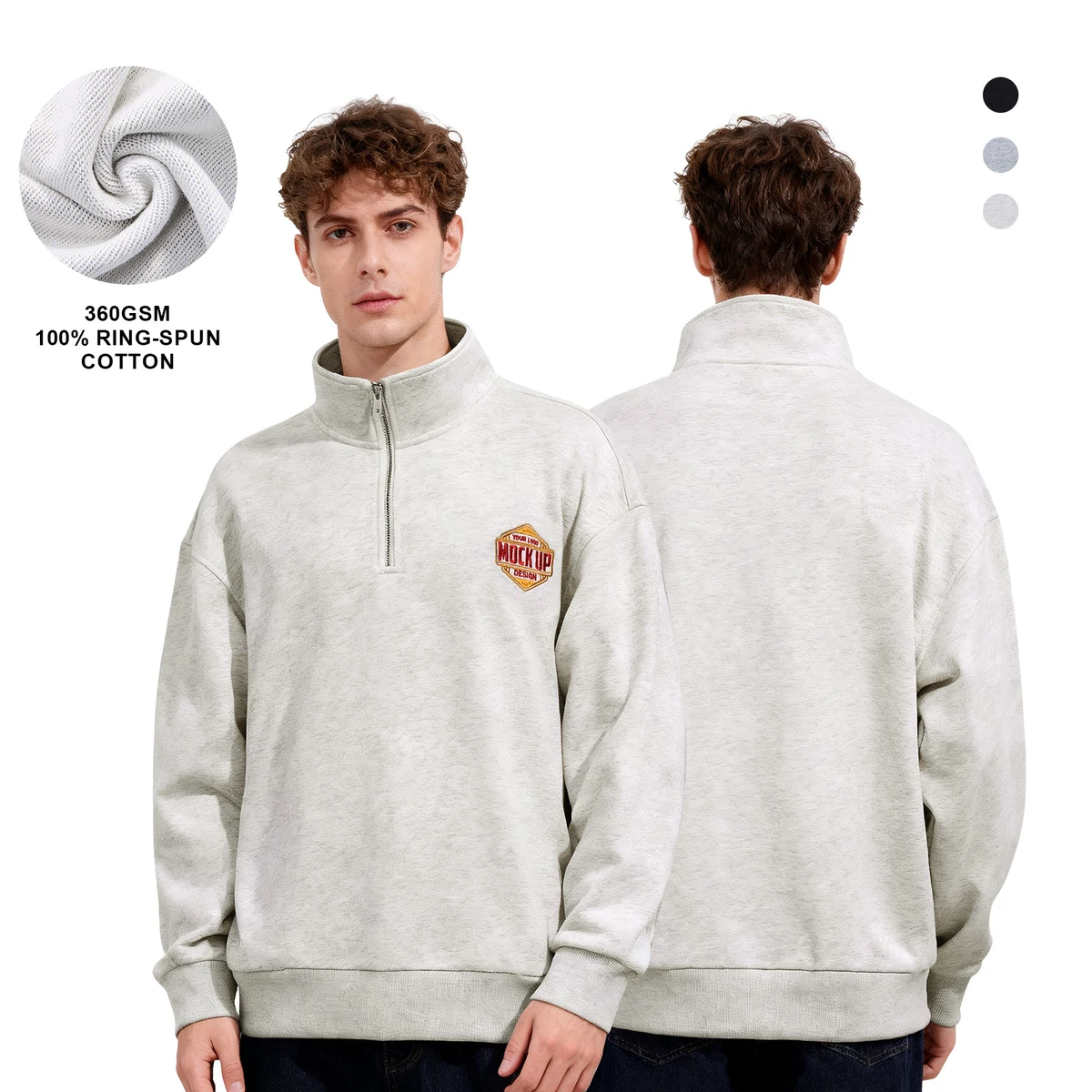 Unisex 100% Pre-Shrunk Cotton Quarter Zip Sweatshirt 1