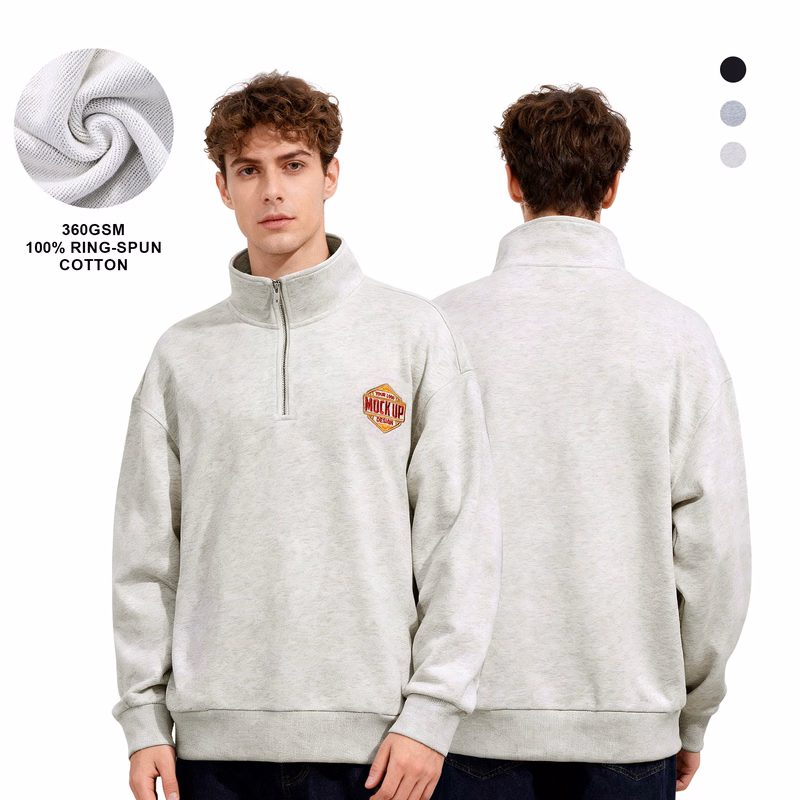 Unisex 100% Pre-Shrunk Cotton Quarter Zip Sweatshirt
