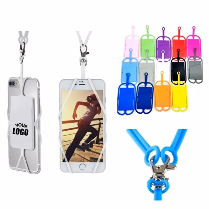 Silicone Lanyard Phone Holder With Card Pocket