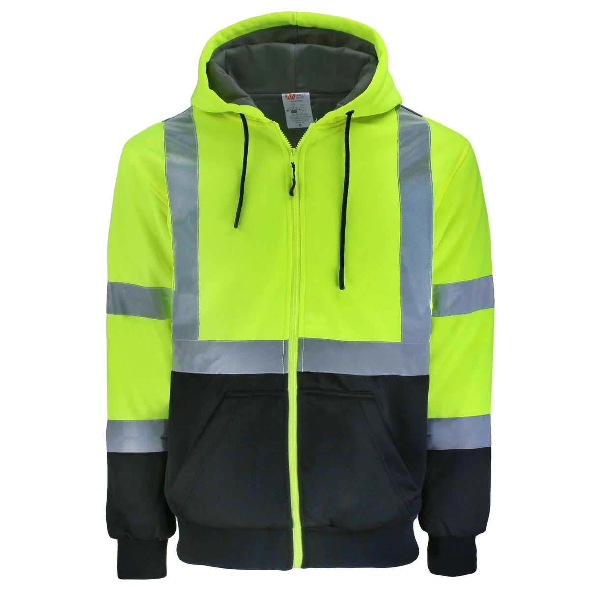 Safety Brite Class 3 Hi Vis Full Zip Heavy Weight Sweatshirt with Black Bottom, custom hoodie or sweatshirt with logo imprint 1