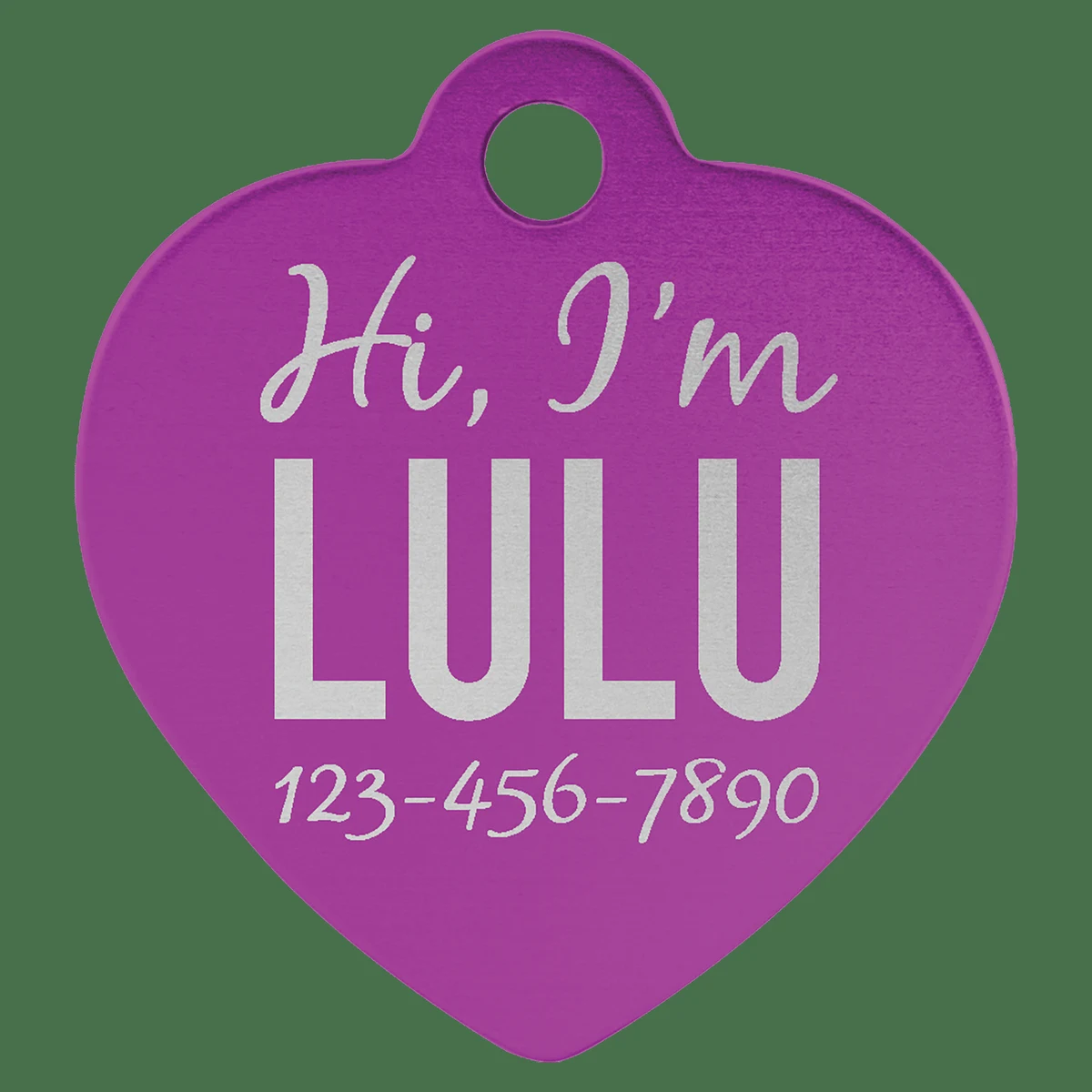 1 1/4" x 1 1/4" Purple Anodized Aluminum Heart Pet Tag 1