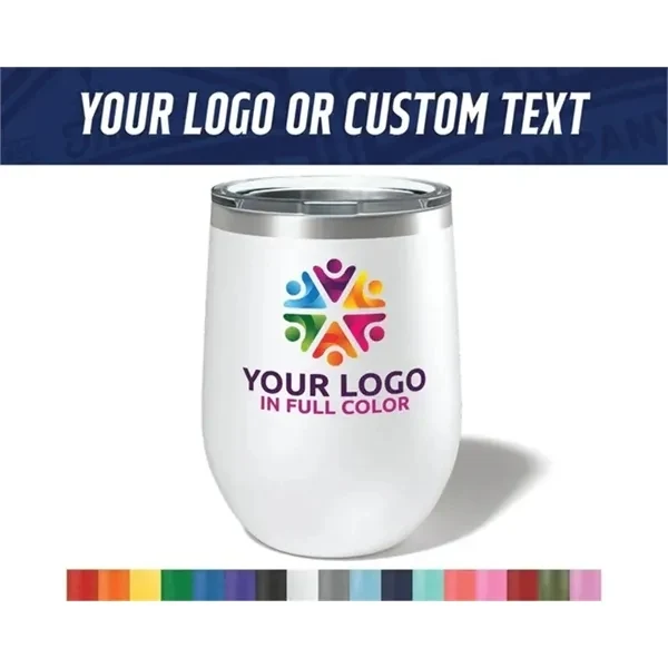 Custom 12 oz Stainless Steel Double-Wall Wine Tumbler — Corporate Drinkware Gift 1