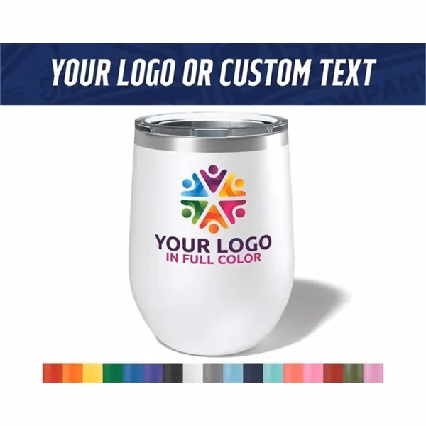 Custom 12 oz Stainless Steel Double-Wall Wine Tumbler — Corporate Drinkware Gift