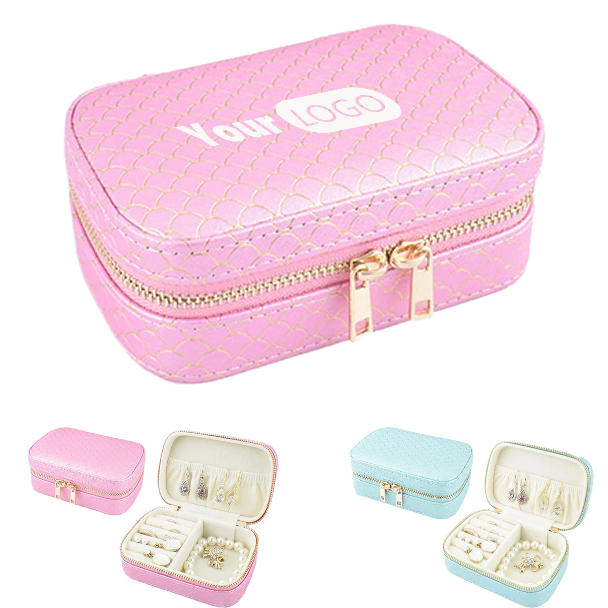 Embossed Mini Jewelry Box with Gold Detailing 1