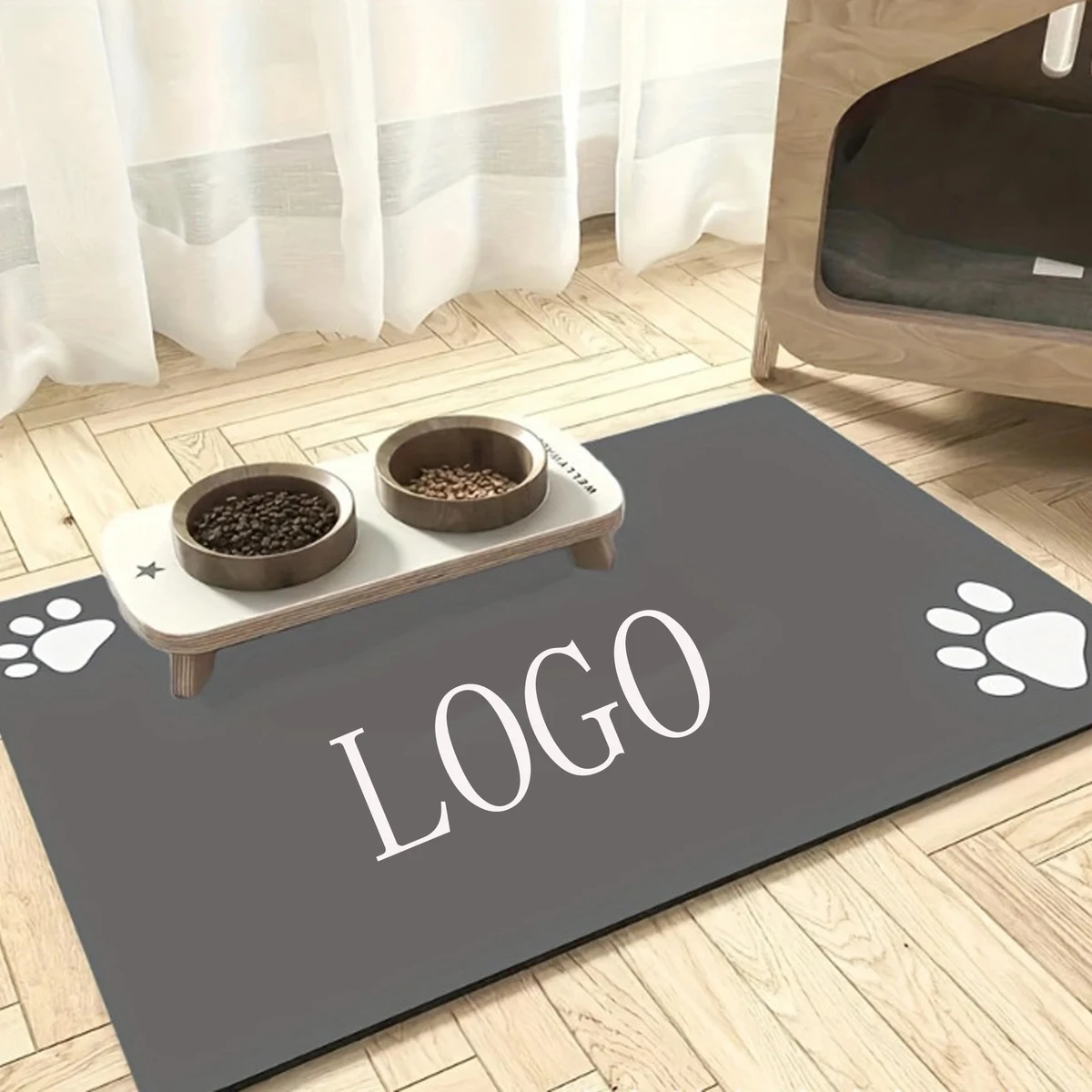 Pet Feeding Mat-Absorbent Dog Mat For Food And Water Bowl 1