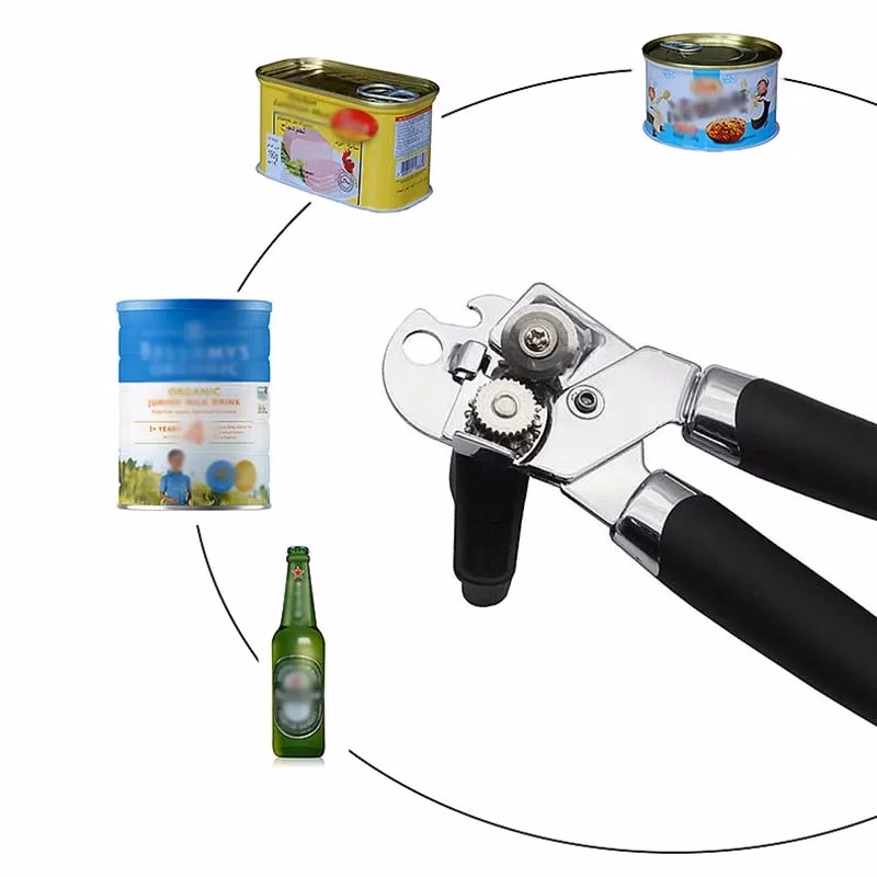 Multi-functional non-slip hand held can opener