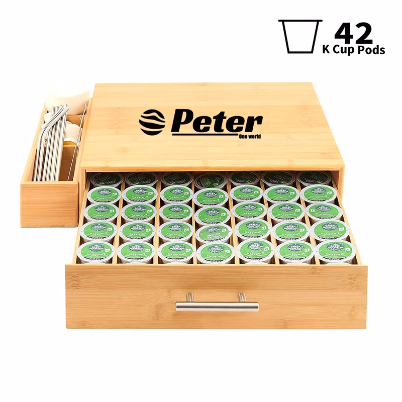 Bamboo Coffee Pod Storage Organizer