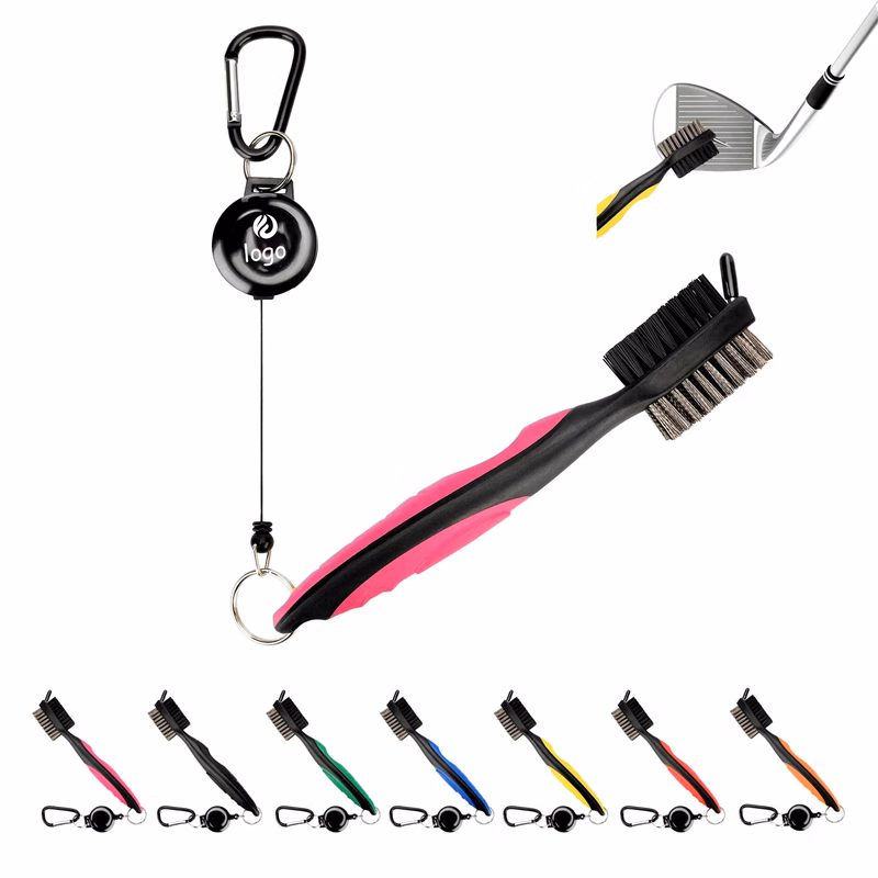 Golf Club Brush W/Retractable Zip-line  Carabiner