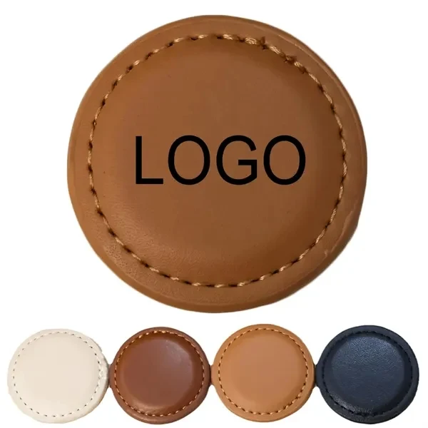 Custom 1.6 inch Magnetic PU Leather Golf Ball Marker — Personalized Heat Stamp — Golf Gift 1