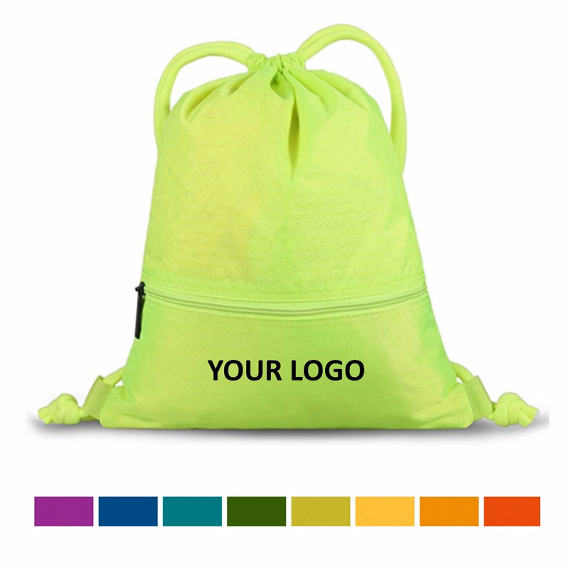 Honeycomb Drawstring Backpack With Zipper