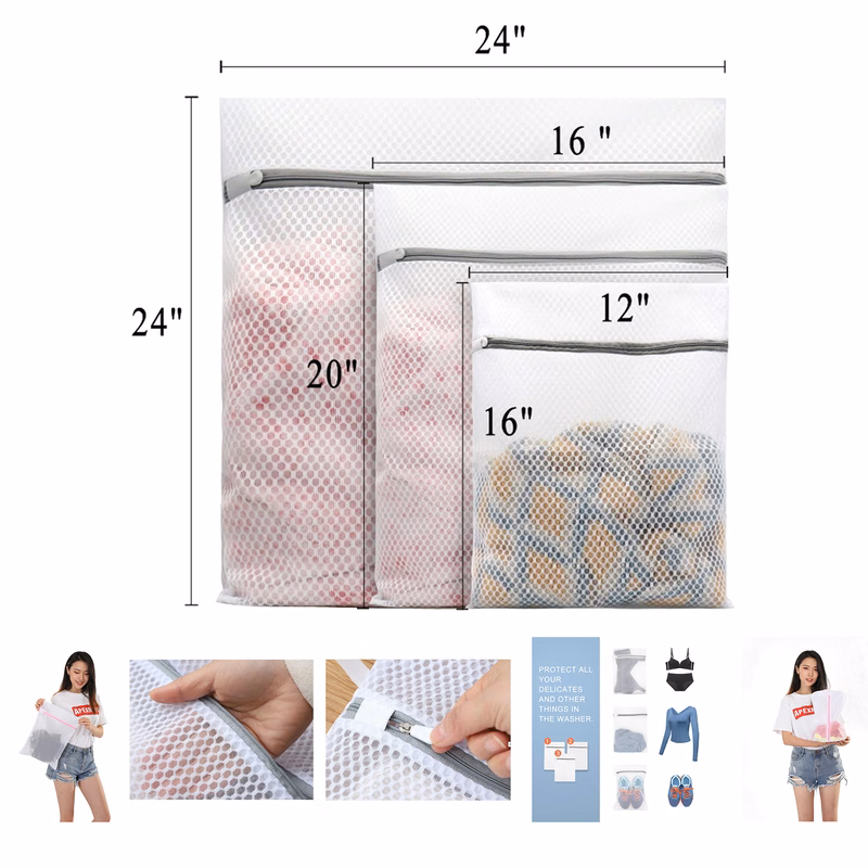 3Pcs Durable Honeycomb Mesh Laundry Bags