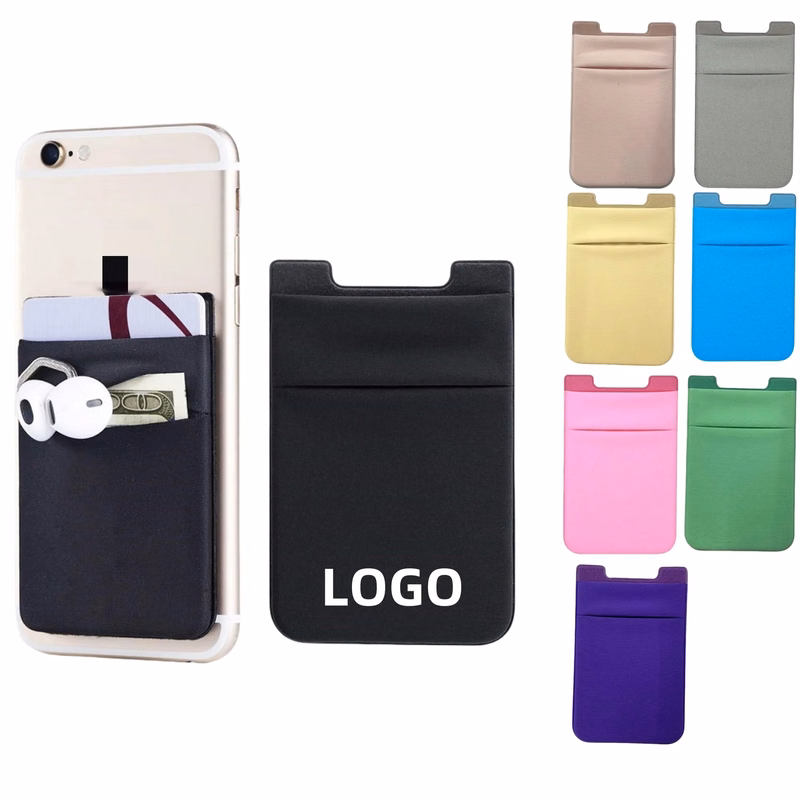 Strech Phone Wallet Card Holder Pouch With Soft Adhesive