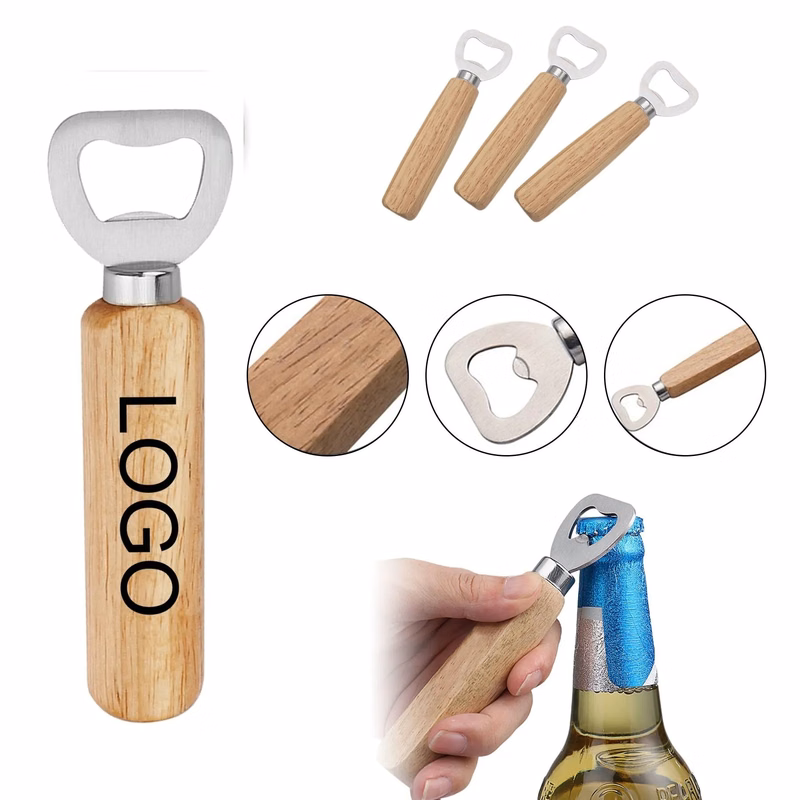 Bartender Wooden Handle Stainless Steel Beer Bottle Openers