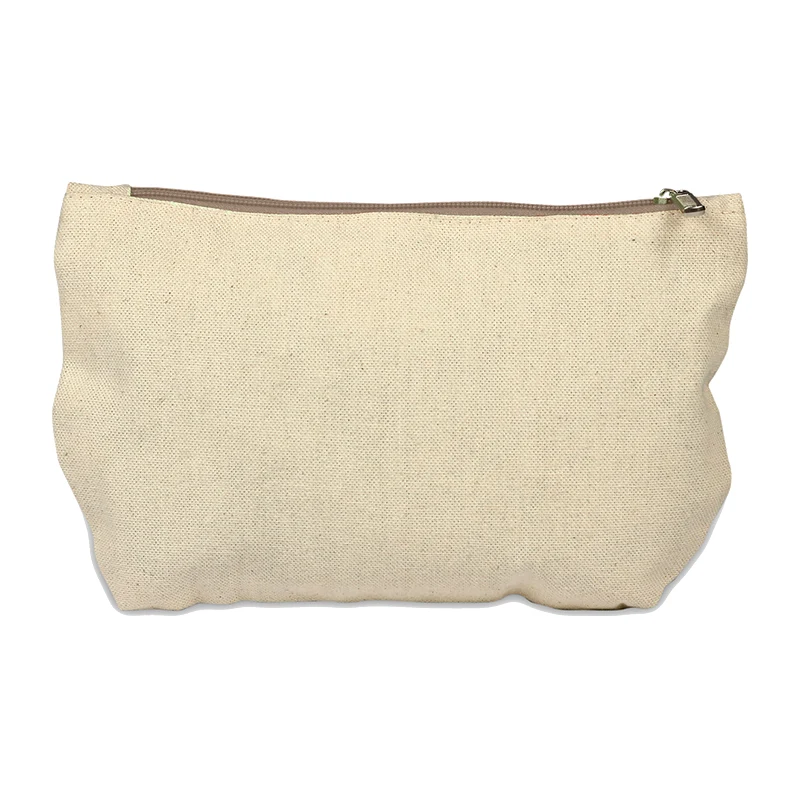 Cotton Canvas Pouch with Zipper-Natural Color, custom tote bag with logo imprint 1