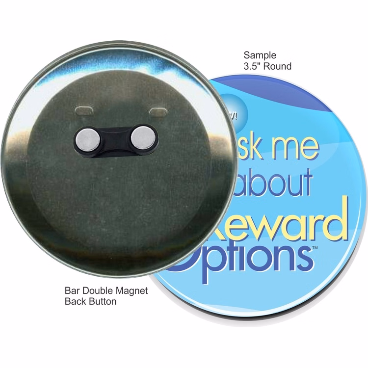 Bar Double Magnet 3 1/2 Inch Round Button