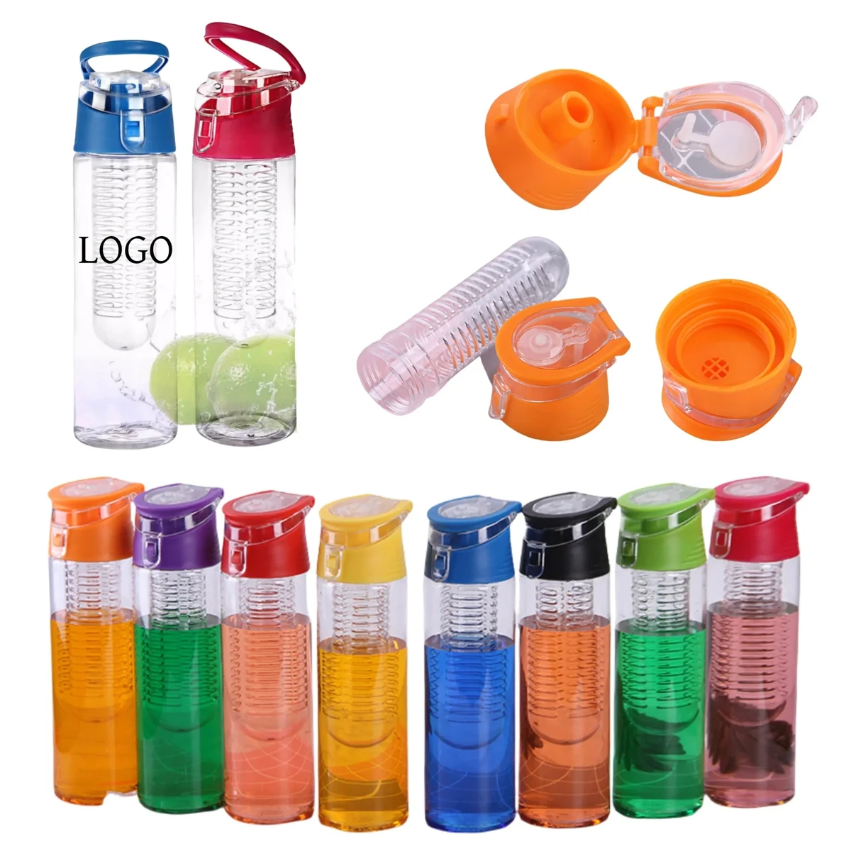 Plastic Fruit Tea Water Bottle with Carrying Handle 1