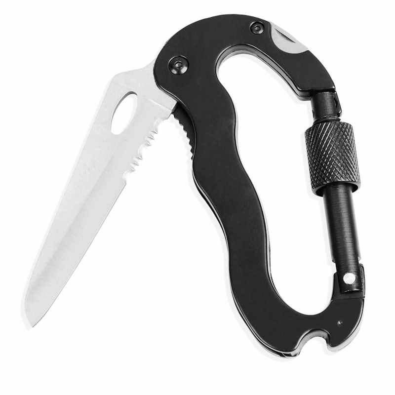 Multifunction Carabiner Pocket Knife w/Bottle Opener
