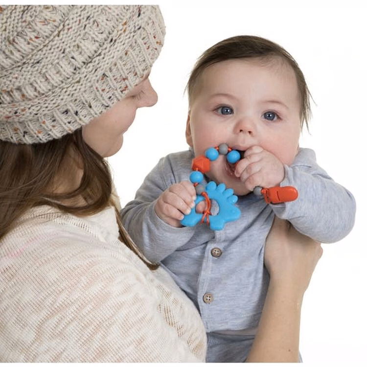 Nuby Silicone Beaded Pacifinders - Dino 0M+ Bonus Teether