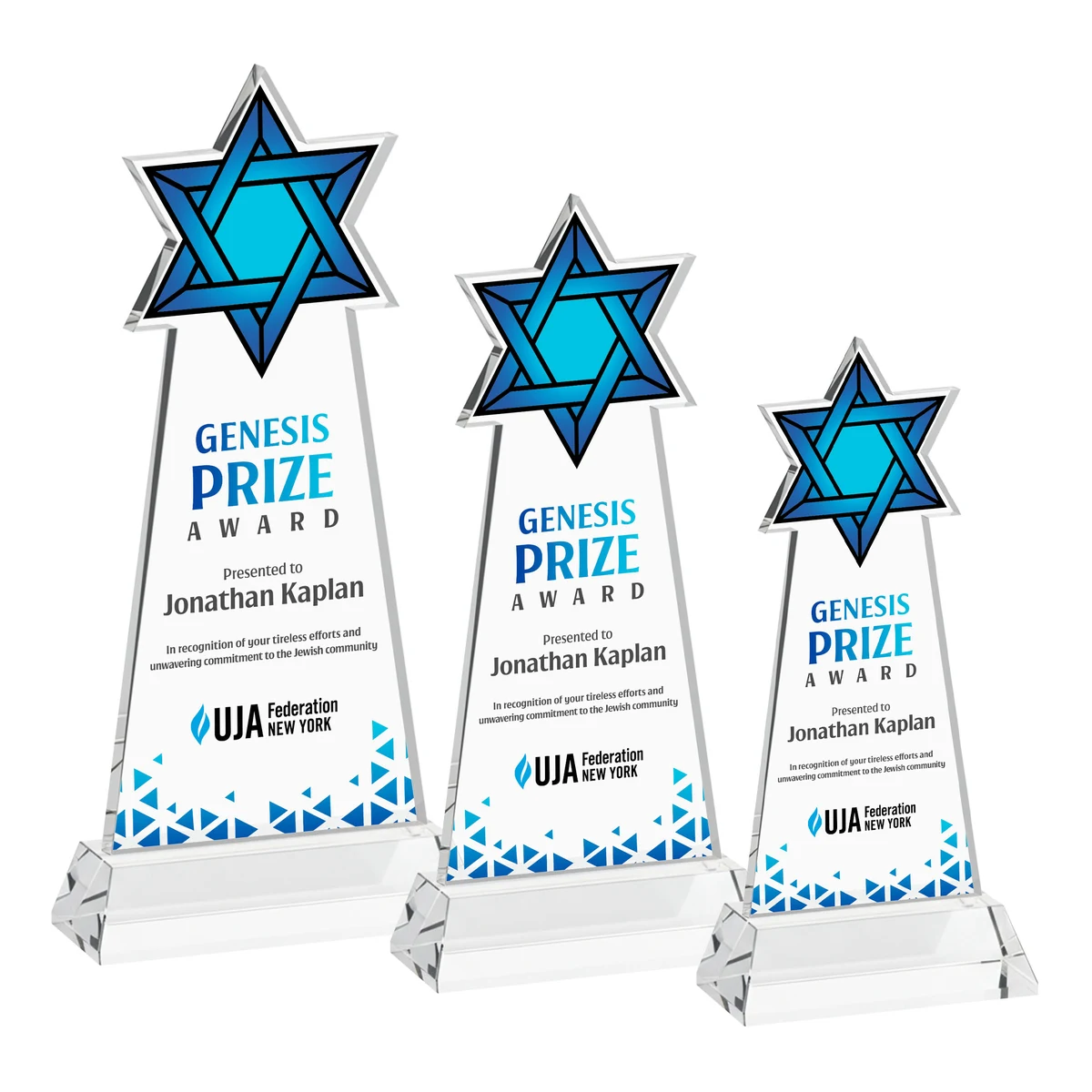 Star of David VividPrint™ Award on Hartford Base - Clear 1
