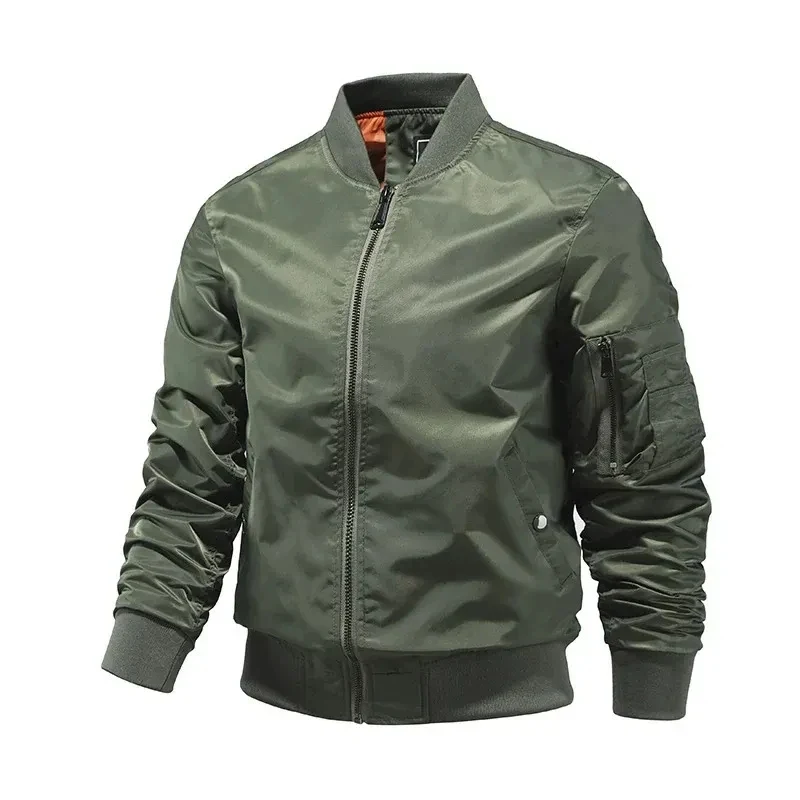 Men's Satin Jacket Black Zip-up Rib Collar Winter Style 1